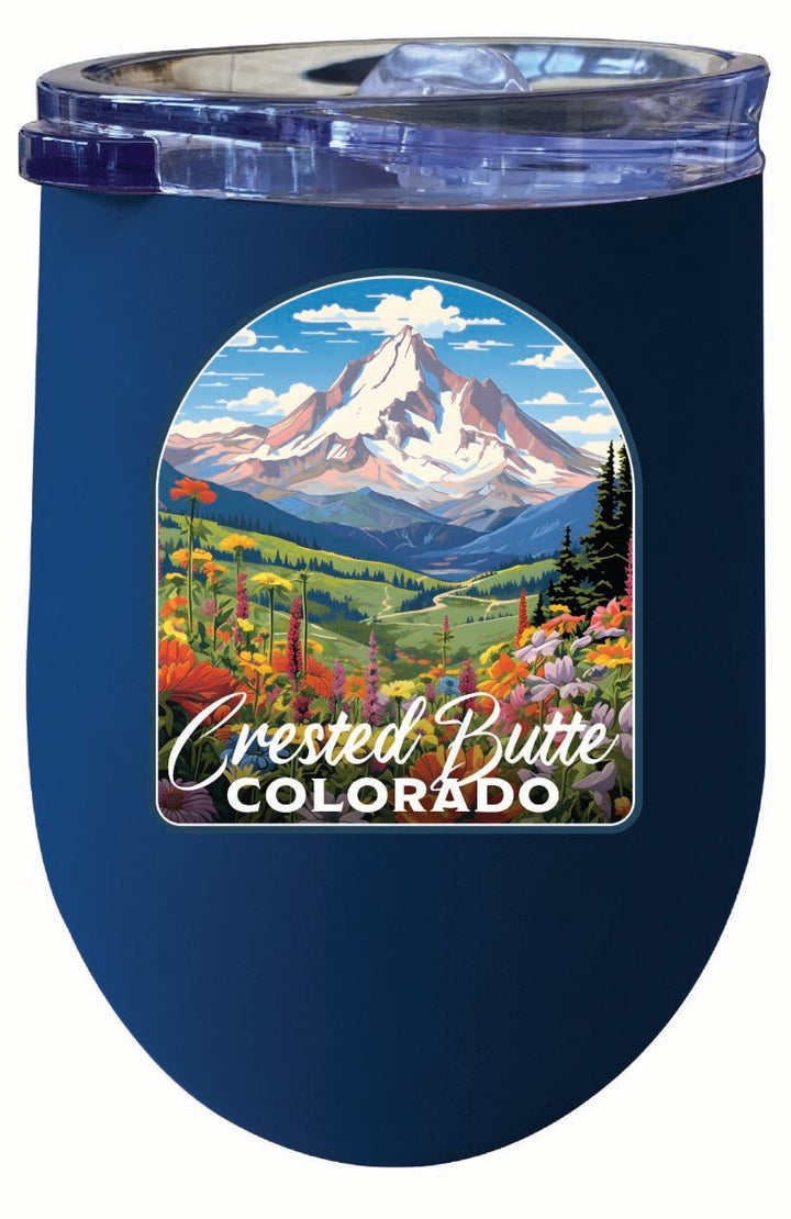 Crested Butte Mountain Colorado Wildflowers Design Souvenir 12 oz Insulated Wine Stainless Steel Tumbler Image 4