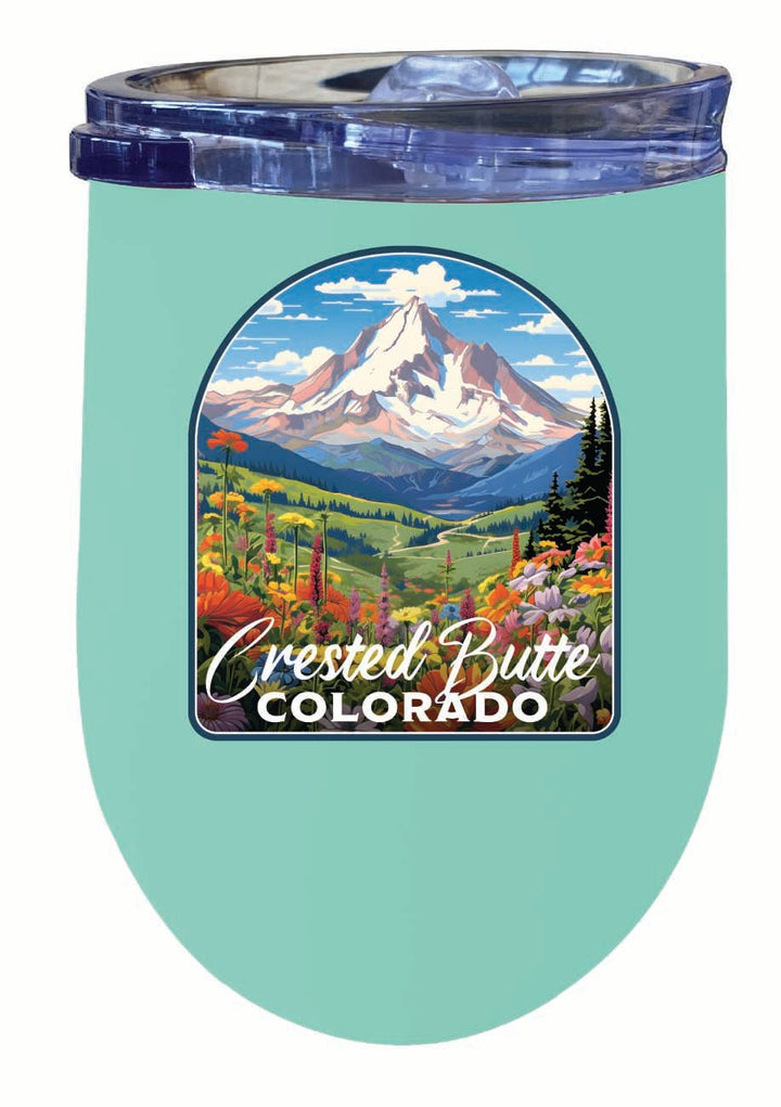 Crested Butte Mountain Colorado Wildflowers Design Souvenir 12 oz Insulated Wine Stainless Steel Tumbler Image 4