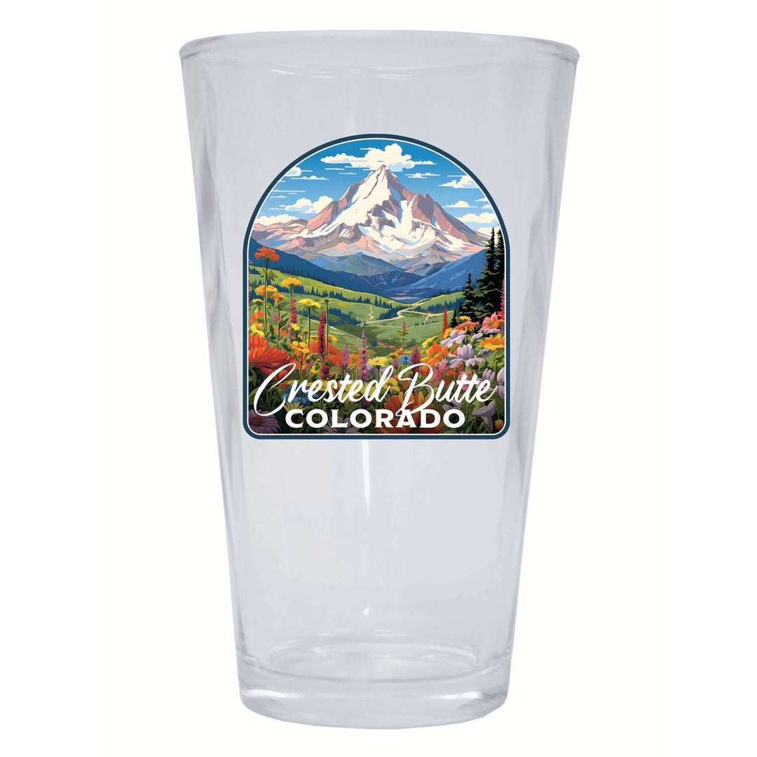 Crested Butte Mountain Colorado Wildflowers Design Souvenir 16 oz Pint Glass Image 1