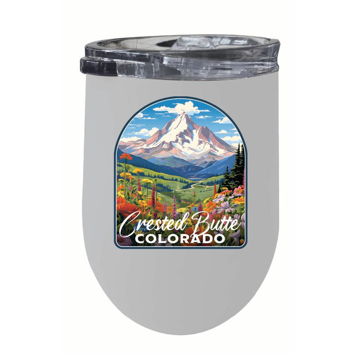 Crested Butte Mountain Colorado Wildflowers Design Souvenir 12 oz Insulated Wine Stainless Steel Tumbler Image 6