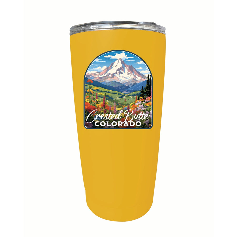 Crested Butte Mountain Colorado Wildflowers Design Souvenir 16 oz Stainless Steel Insulated Tumbler Image 1