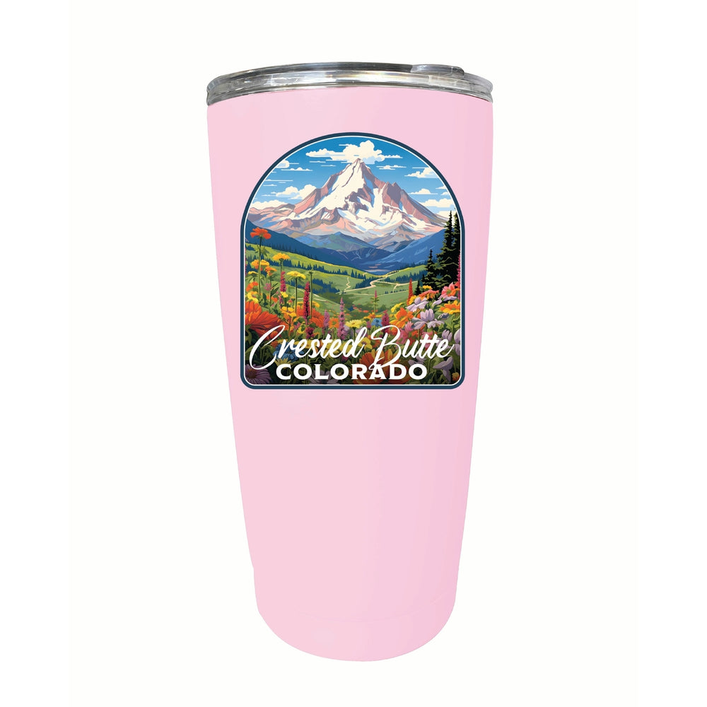 Crested Butte Mountain Colorado Wildflowers Design Souvenir 16 oz Stainless Steel Insulated Tumbler Image 2