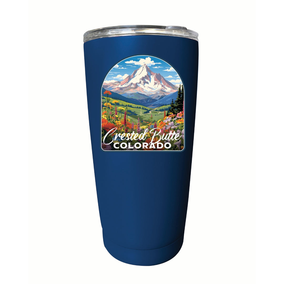 Crested Butte Mountain Colorado Wildflowers Design Souvenir 16 oz Stainless Steel Insulated Tumbler Image 3