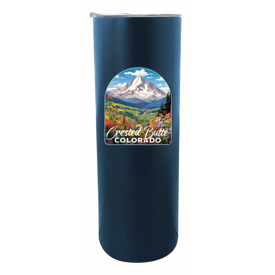 Crested Butte Mountain Colorado Wildflowers Design Souvenir 20 oz Insulated Stainless Steel Skinny Tumbler Image 1