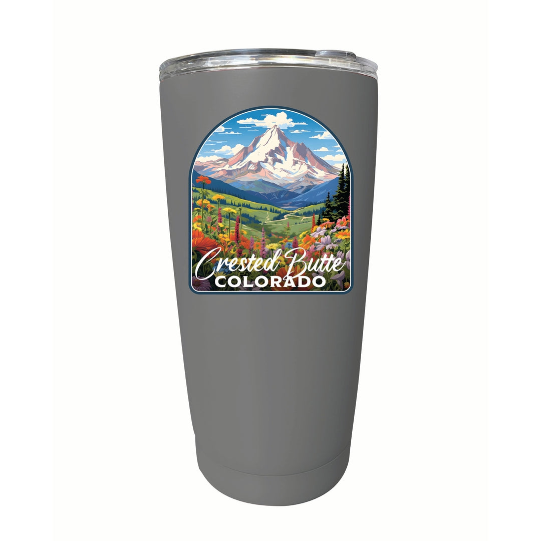 Crested Butte Mountain Colorado Wildflowers Design Souvenir 16 oz Stainless Steel Insulated Tumbler Image 4