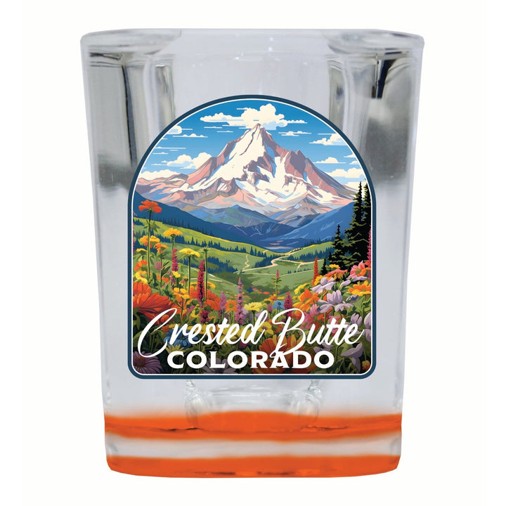 Crested Butte Mountain Colorado Wildflowers Design Souvenir 2 Ounce Shot Glass Square Image 4