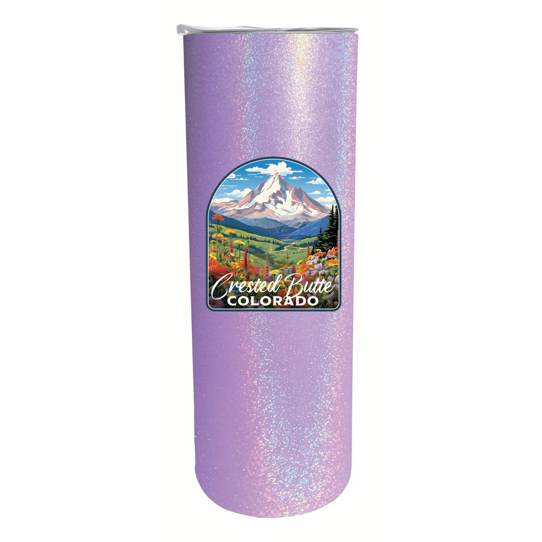 Crested Butte Mountain Colorado Wildflowers Design Souvenir 20 oz Insulated Stainless Steel Skinny Tumbler Image 3