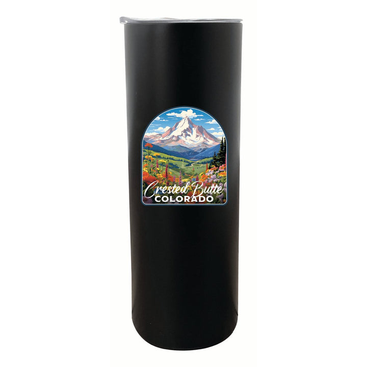 Crested Butte Mountain Colorado Wildflowers Design Souvenir 20 oz Insulated Stainless Steel Skinny Tumbler Image 4