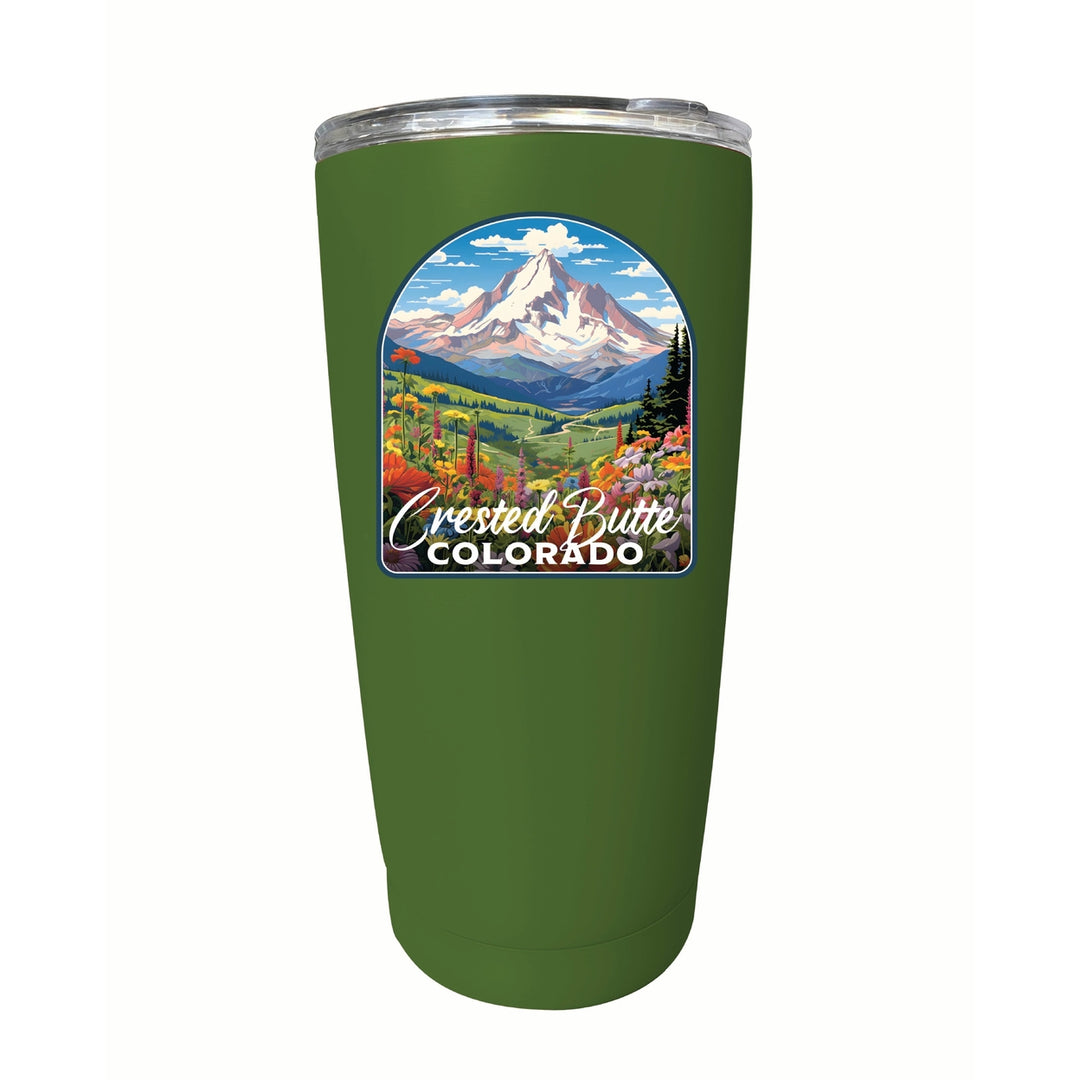 Crested Butte Mountain Colorado Wildflowers Design Souvenir 16 oz Stainless Steel Insulated Tumbler Image 4