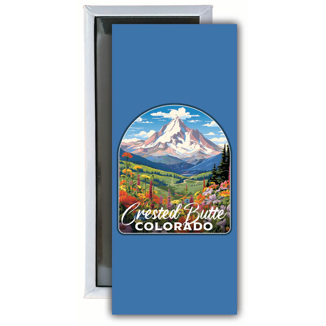 Crested Butte Mountain Colorado Wildflowers Design Souvenir Fridge Magnet 4.75 x 2 Inch Image 1