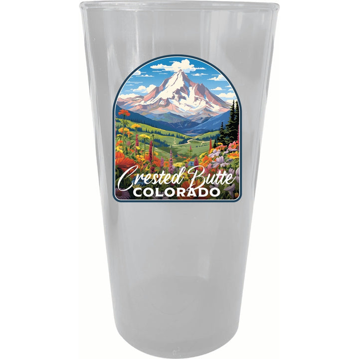 Crested Butte Mountain Colorado Wildflowers Design Souvenir Plastic 16 oz pint Image 2