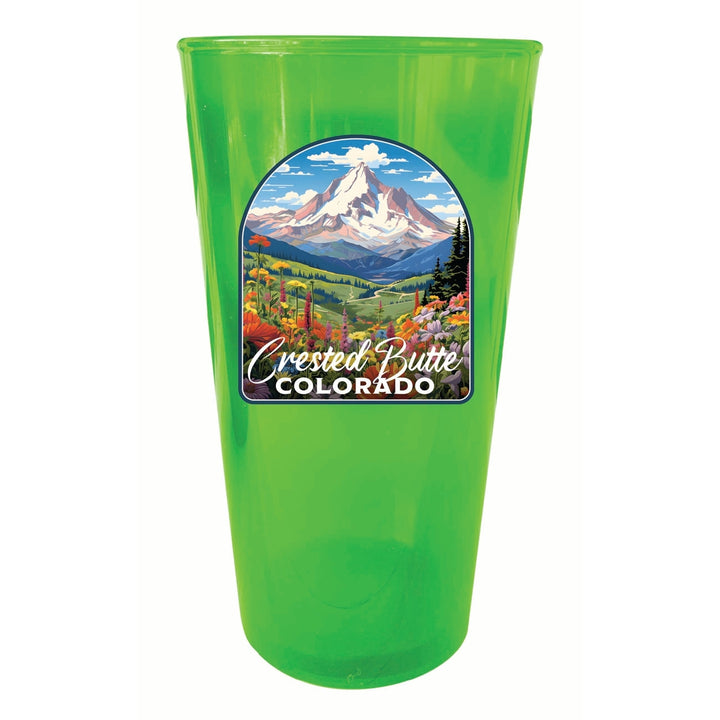 Crested Butte Mountain Colorado Wildflowers Design Souvenir Plastic 16 oz pint Image 3