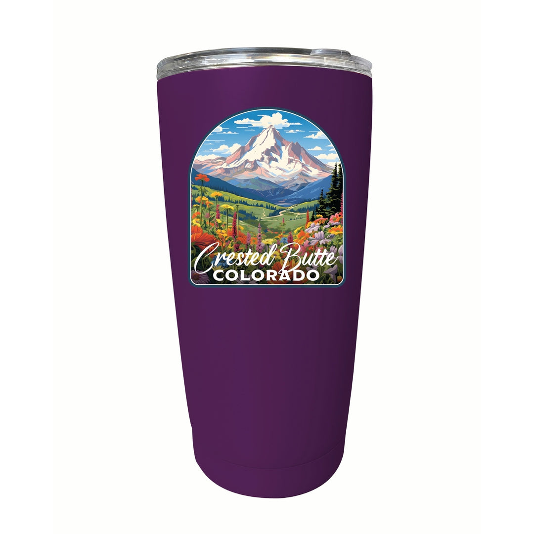 Crested Butte Mountain Colorado Wildflowers Design Souvenir 16 oz Stainless Steel Insulated Tumbler Image 7