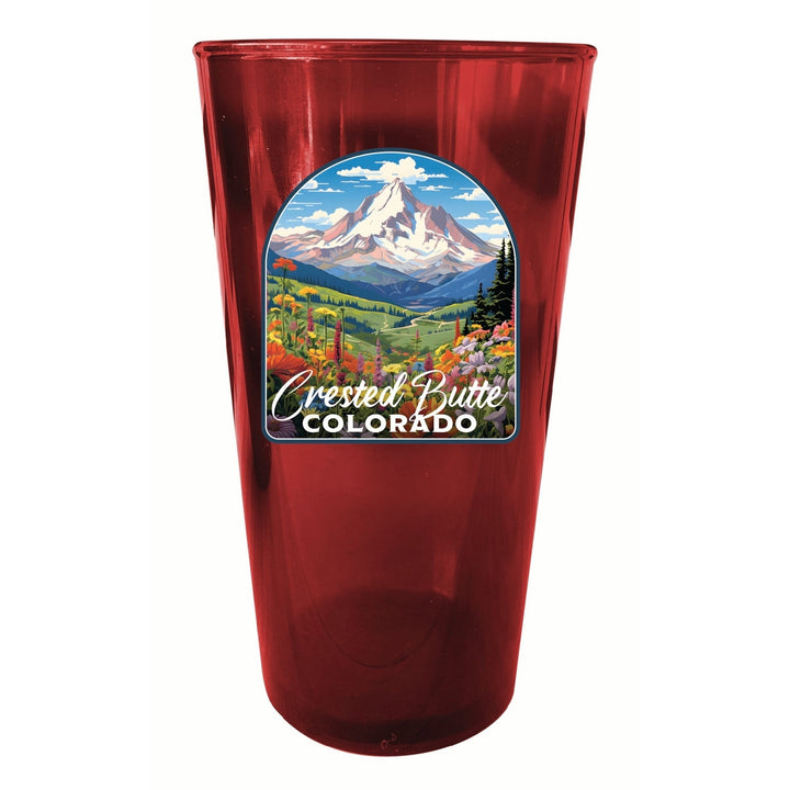 Crested Butte Mountain Colorado Wildflowers Design Souvenir Plastic 16 oz pint Image 4