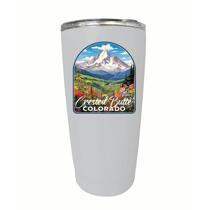 Crested Butte Mountain Colorado Wildflowers Design Souvenir 16 oz Stainless Steel Insulated Tumbler Image 1