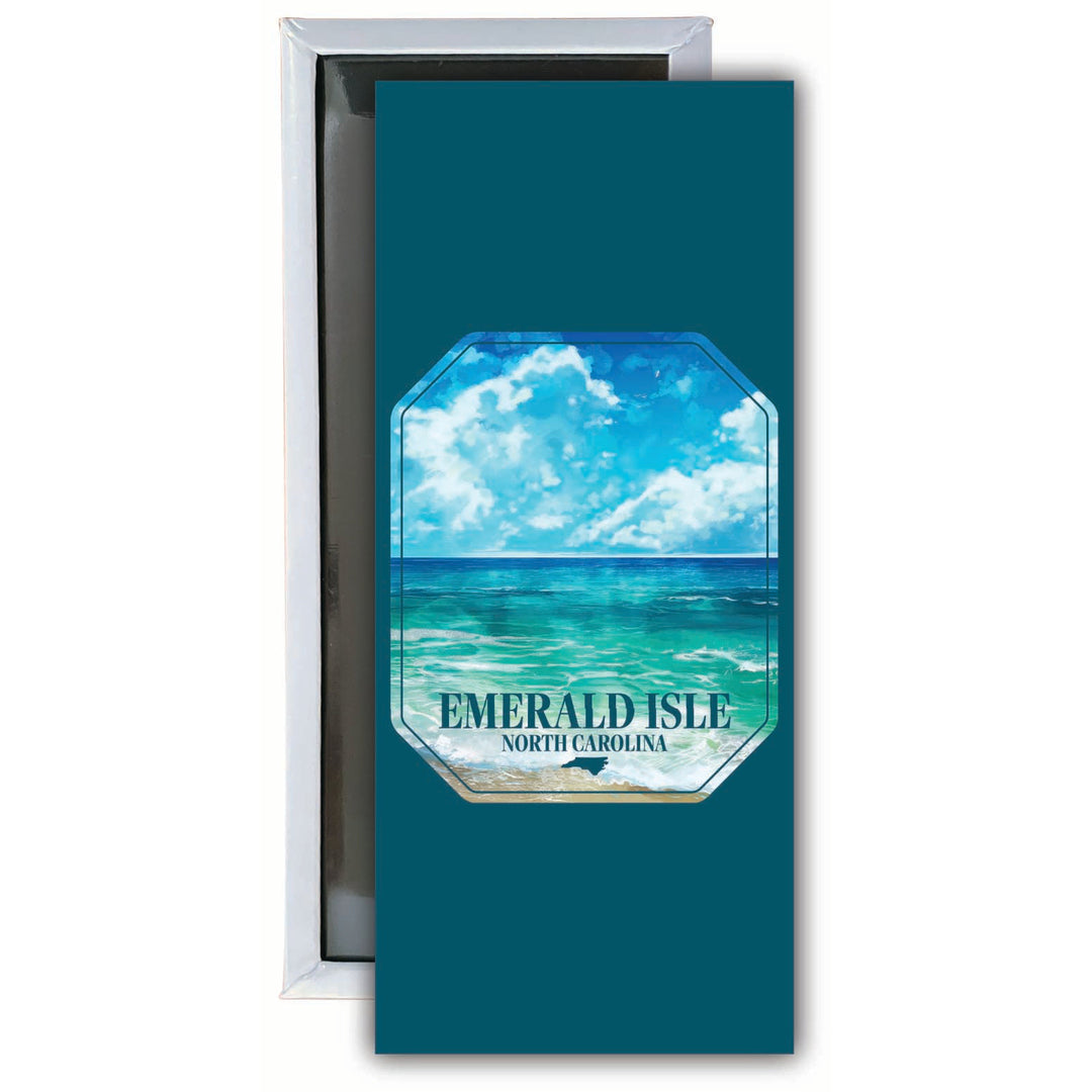 Emerald Isle North Carolina Serene Ocean Design Souvenir Fridge Magnet 4.75 x 2 Inch Image 1