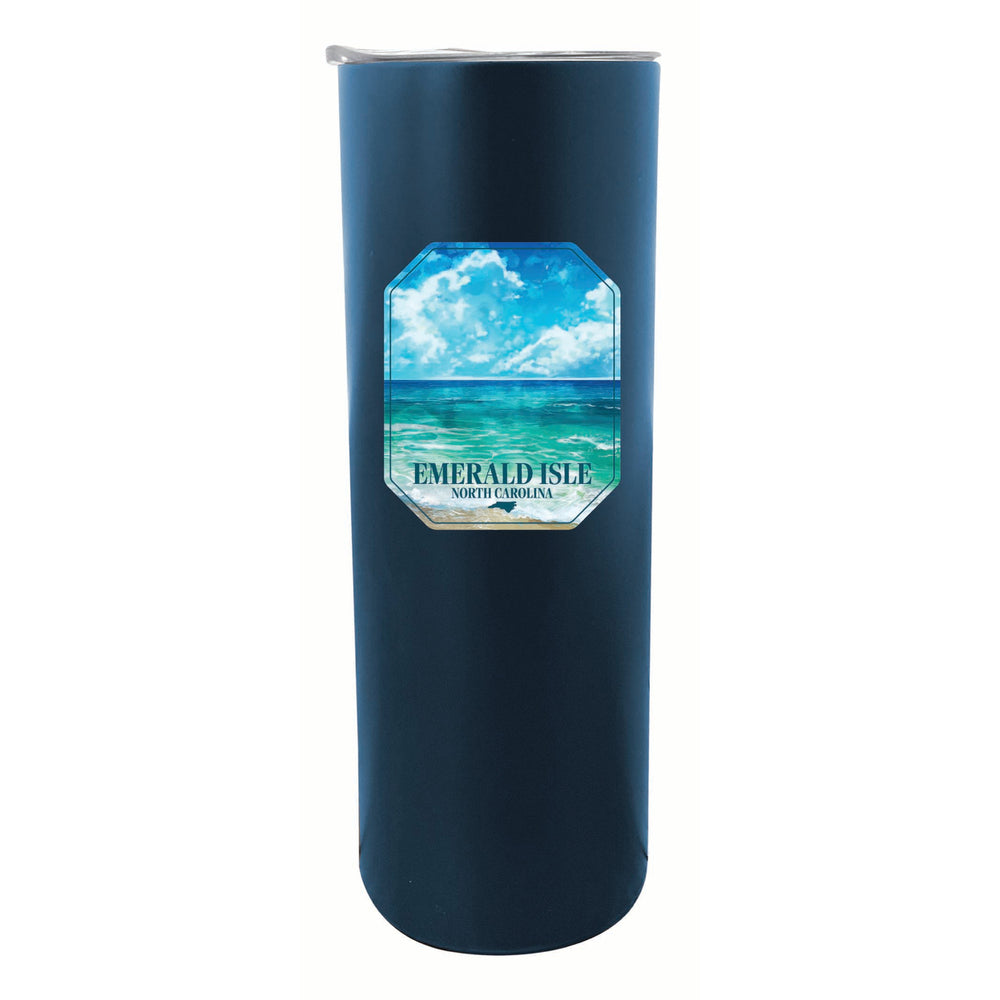 Emerald Isle North Carolina Serene Ocean Design Souvenir 20 oz Insulated Stainless Steel Skinny Tumbler Image 2