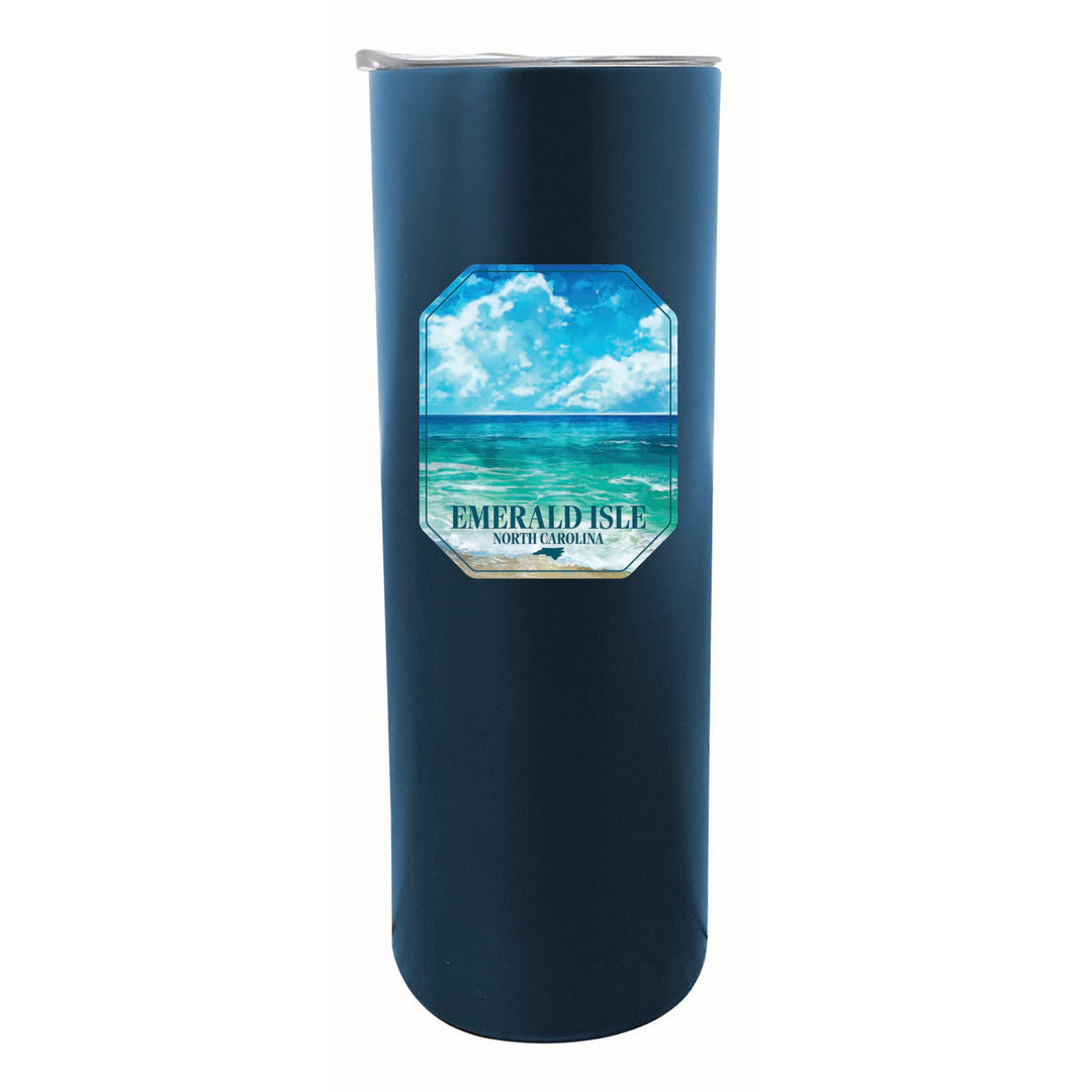 Emerald Isle North Carolina Serene Ocean Design Souvenir 20 oz Insulated Stainless Steel Skinny Tumbler Image 2