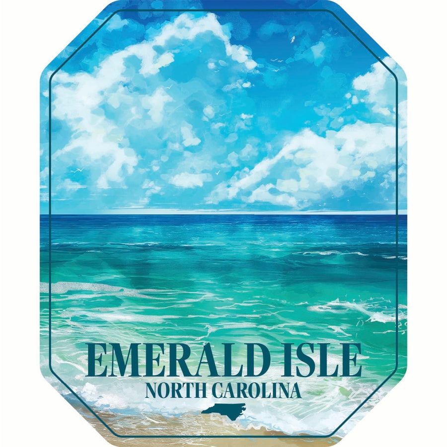 Emerald Isle North Carolina Serene Ocean Design Souvenir Die Cut Flat Magnet Image 1