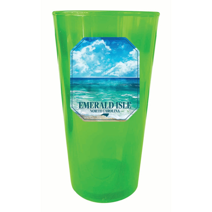 Emerald Isle North Carolina Serene Ocean Design Souvenir Plastic 16 oz pint Image 2