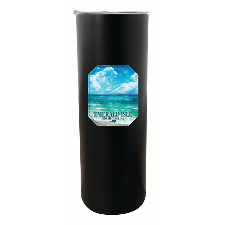 Emerald Isle North Carolina Serene Ocean Design Souvenir 20 oz Insulated Stainless Steel Skinny Tumbler Image 4