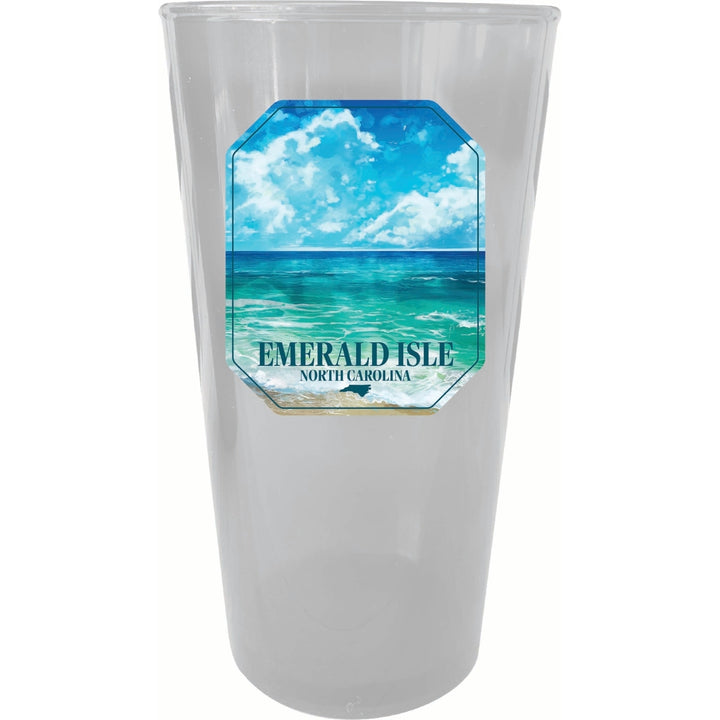 Emerald Isle North Carolina Serene Ocean Design Souvenir Plastic 16 oz pint Image 3