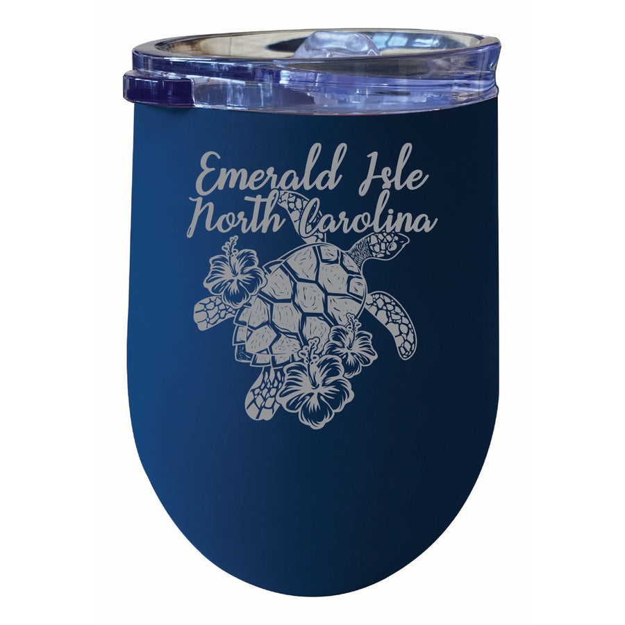 Emerald Isle North Carolina Souvenir 12 oz Engraved Insulated Wine Stainless Steel Tumbler Image 1