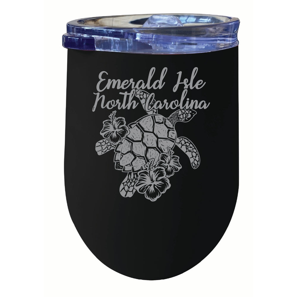 Emerald Isle North Carolina Souvenir 12 oz Engraved Insulated Wine Stainless Steel Tumbler Image 2