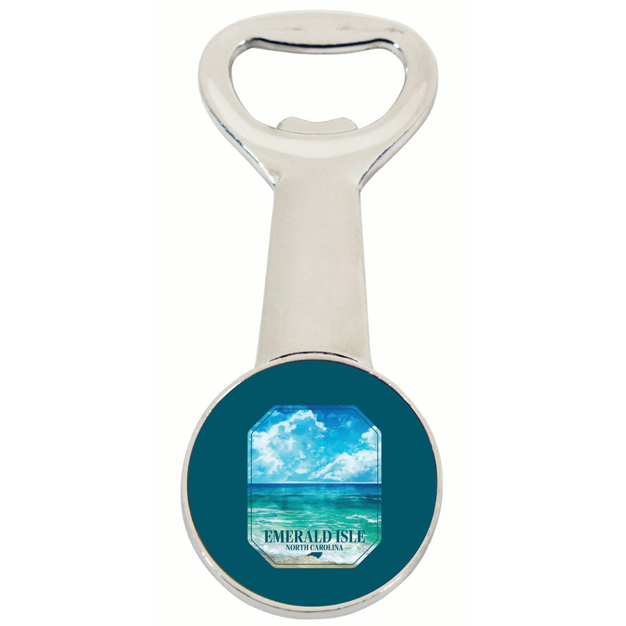 Emerald Isle North Carolina Serene Ocean Design Souvenir Magnetic Bottle Opener Image 1