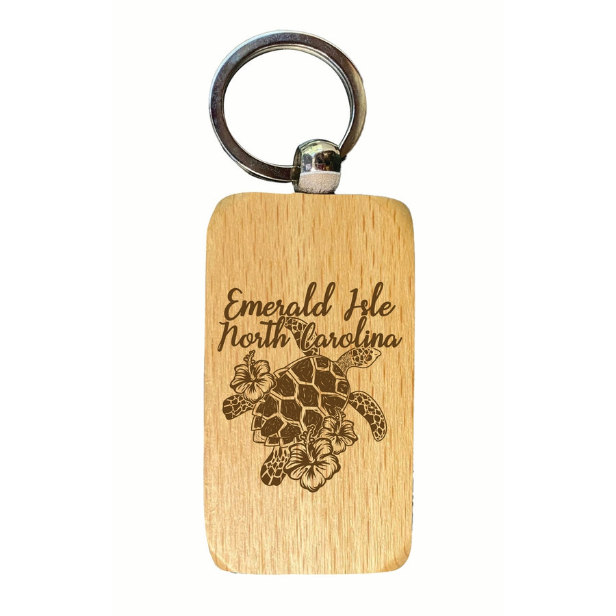 Emerald Isle North Carolina Souvenir 2.5x1-Inch Souvenir Engraved Wooden Keychain Image 1