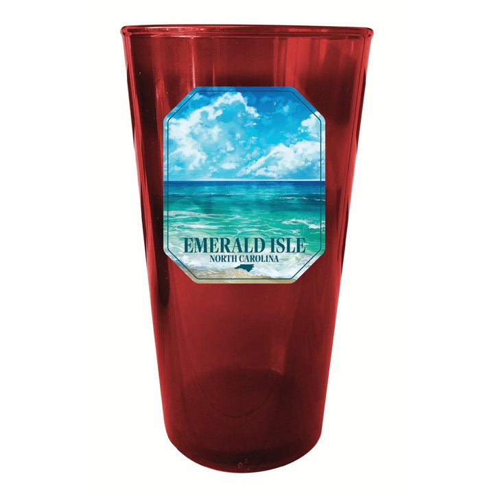 Emerald Isle North Carolina Serene Ocean Design Souvenir Plastic 16 oz pint Image 4