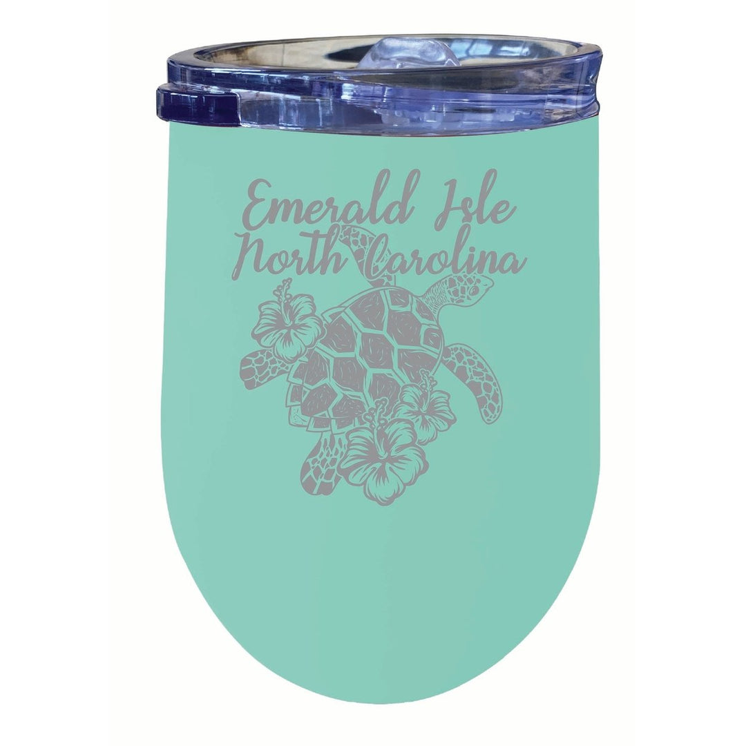 Emerald Isle North Carolina Souvenir 12 oz Engraved Insulated Wine Stainless Steel Tumbler Image 4