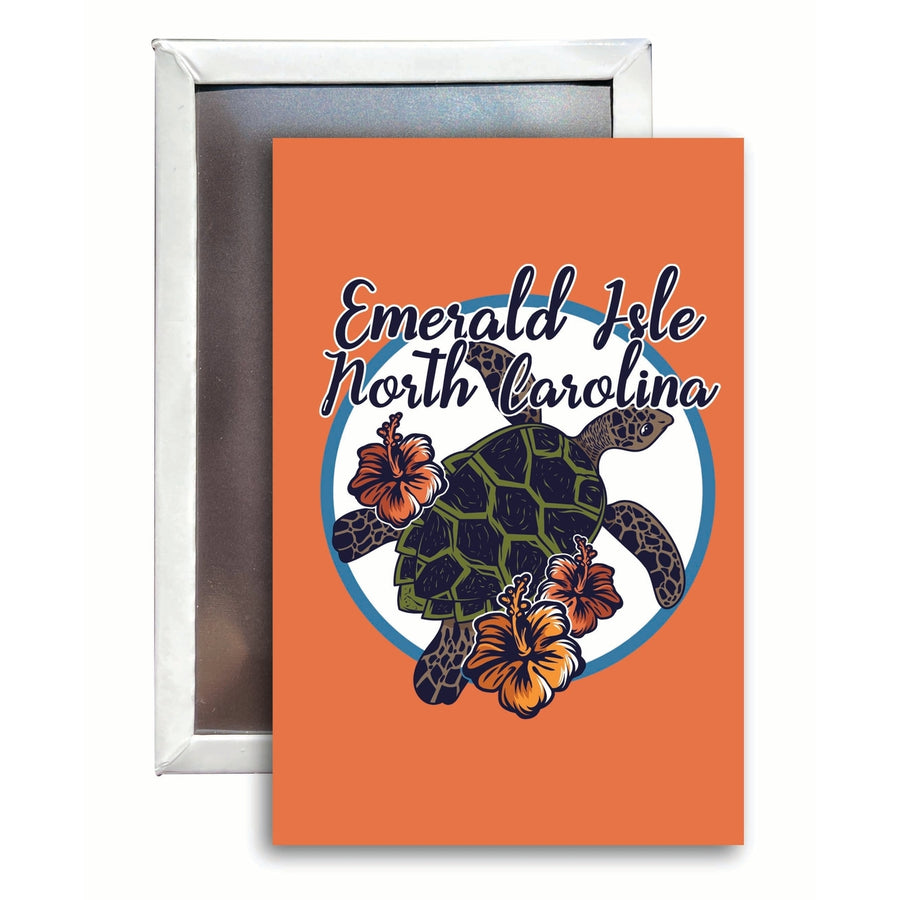 Emerald Isle North Carolina Turtle and Flowers Design Souvenir 2x3-Inch Fridge Magnet Image 1