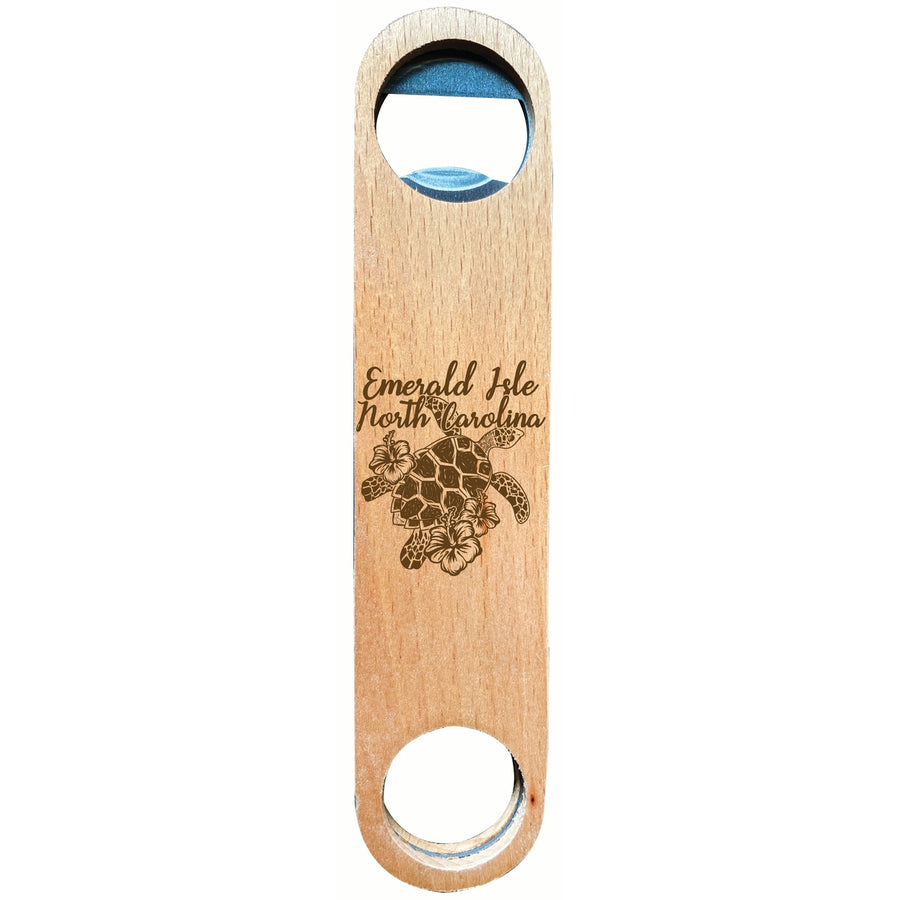 Emerald Isle North Carolina Souvenir Engraved Wooden Bottle Opener Image 1