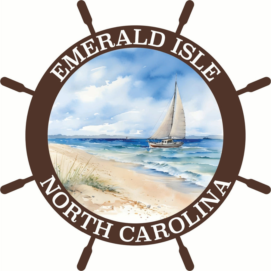 Emerald Isle North Carolina Nautical Helm Design Souvenir Die Cut Flat Magnet Image 1