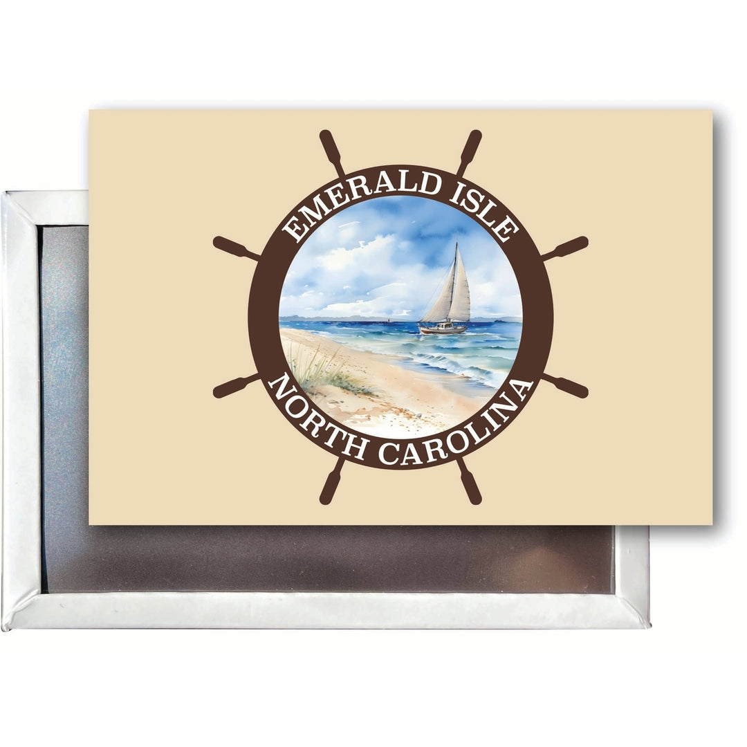 Emerald Isle North Carolina Nautical Helm Design Souvenir Refrigerator Magnet 2.5"X3.5" Image 1