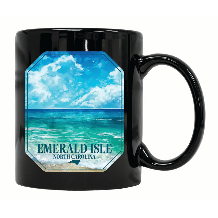 Emerald Isle North Carolina Serene Ocean Design Souvenir 12 oz Ceramic Coffee Mug Image 1