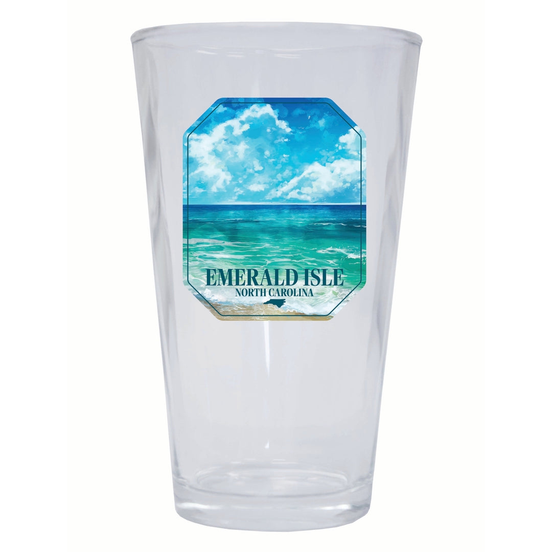 Emerald Isle North Carolina Serene Ocean Design Souvenir 16 oz Pint Glass Image 1