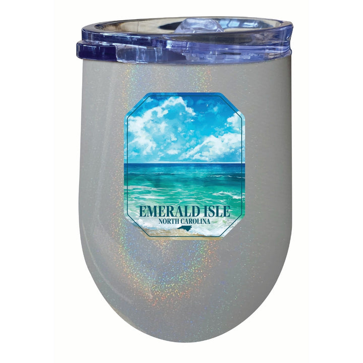 Emerald Isle North Carolina Serene Ocean Design Souvenir 12 oz Insulated Wine Stainless Steel Tumbler Image 4