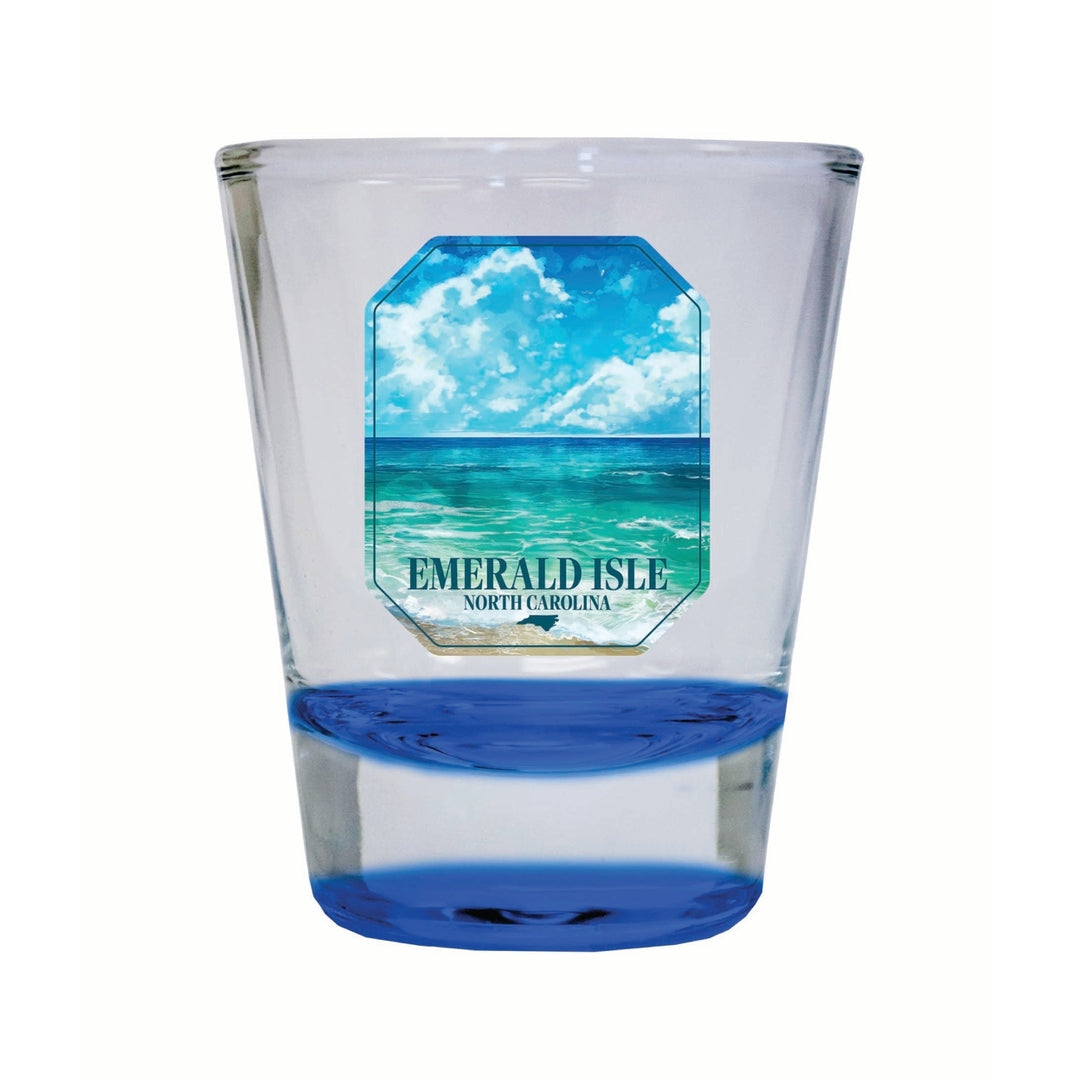 Emerald Isle North Carolina Serene Ocean Design Souvenir 2 Ounce Shot Glass Round Image 1