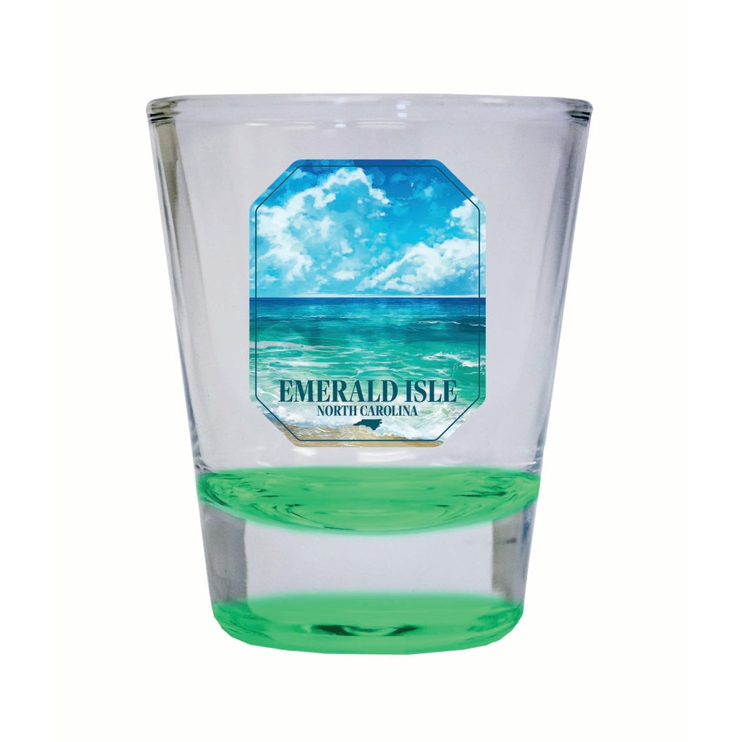 Emerald Isle North Carolina Serene Ocean Design Souvenir 2 Ounce Shot Glass Round Image 2