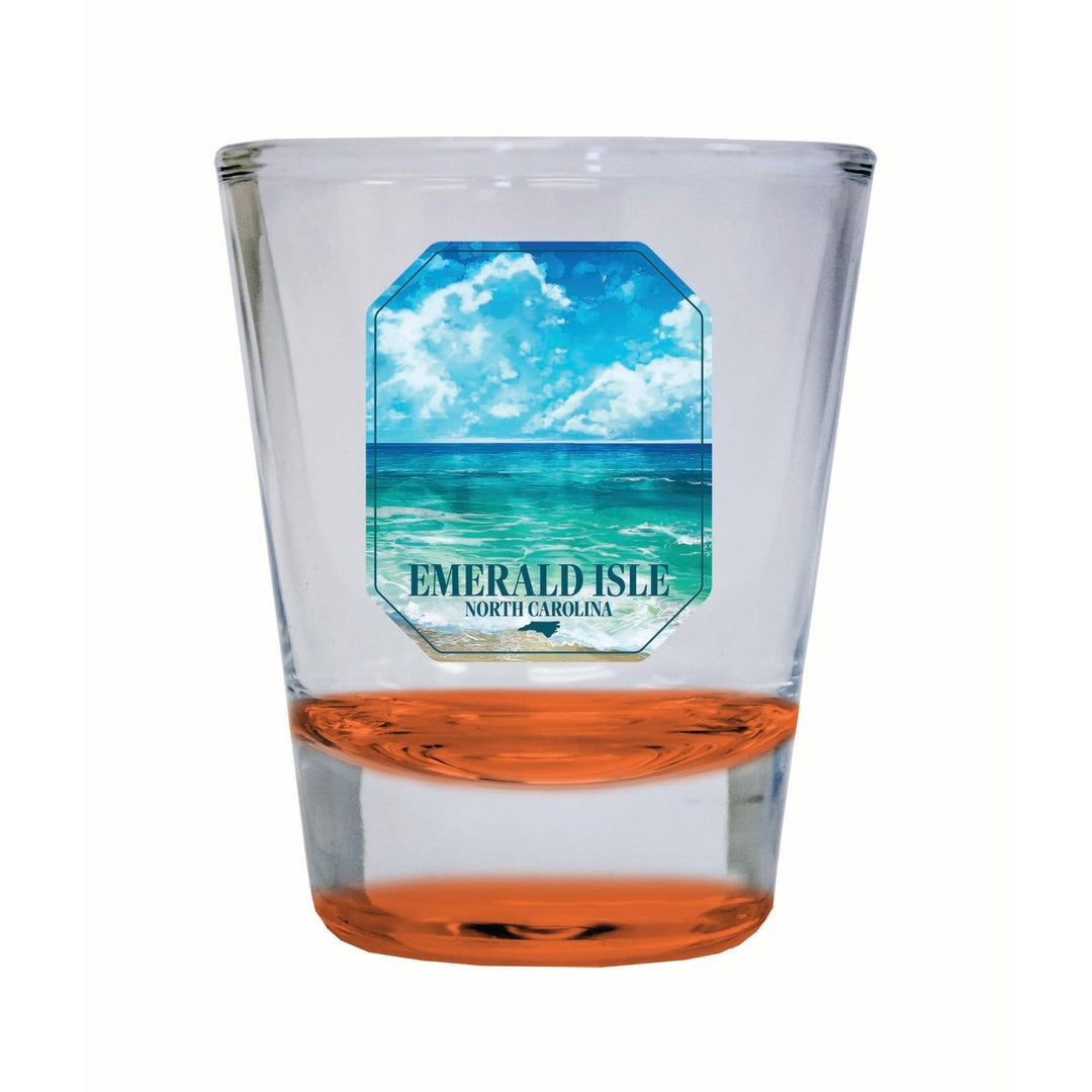 Emerald Isle North Carolina Serene Ocean Design Souvenir 2 Ounce Shot Glass Round Image 3