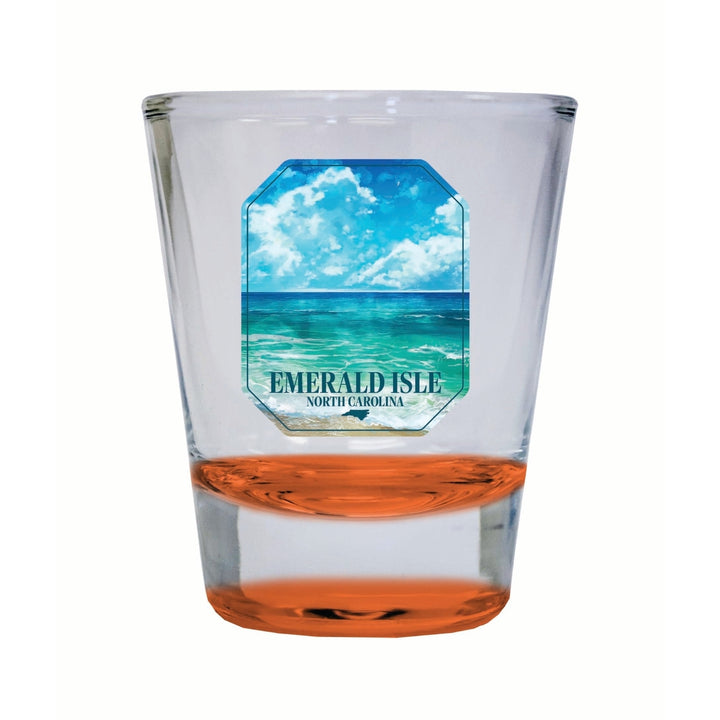 Emerald Isle North Carolina Serene Ocean Design Souvenir 2 Ounce Shot Glass Round Image 3