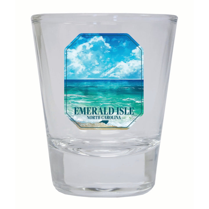 Emerald Isle North Carolina Serene Ocean Design Souvenir 2 Ounce Shot Glass Round Image 4