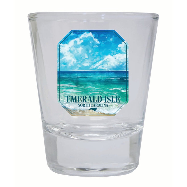 Emerald Isle North Carolina Serene Ocean Design Souvenir 2 Ounce Shot Glass Round Image 1