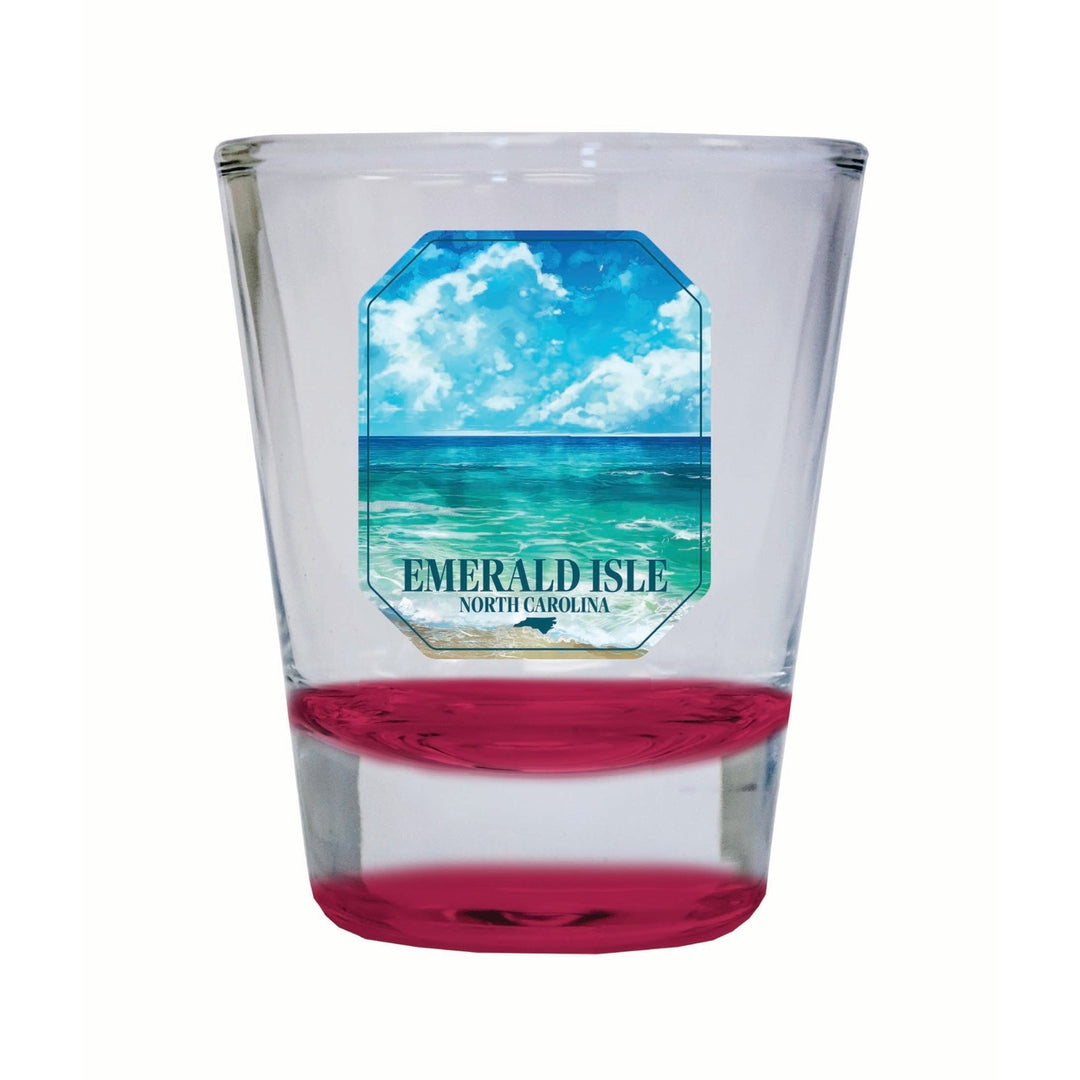 Emerald Isle North Carolina Serene Ocean Design Souvenir 2 Ounce Shot Glass Round Image 4