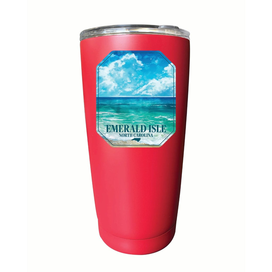 Emerald Isle North Carolina Serene Ocean Design Souvenir 16 oz Stainless Steel Insulated Tumbler Image 1