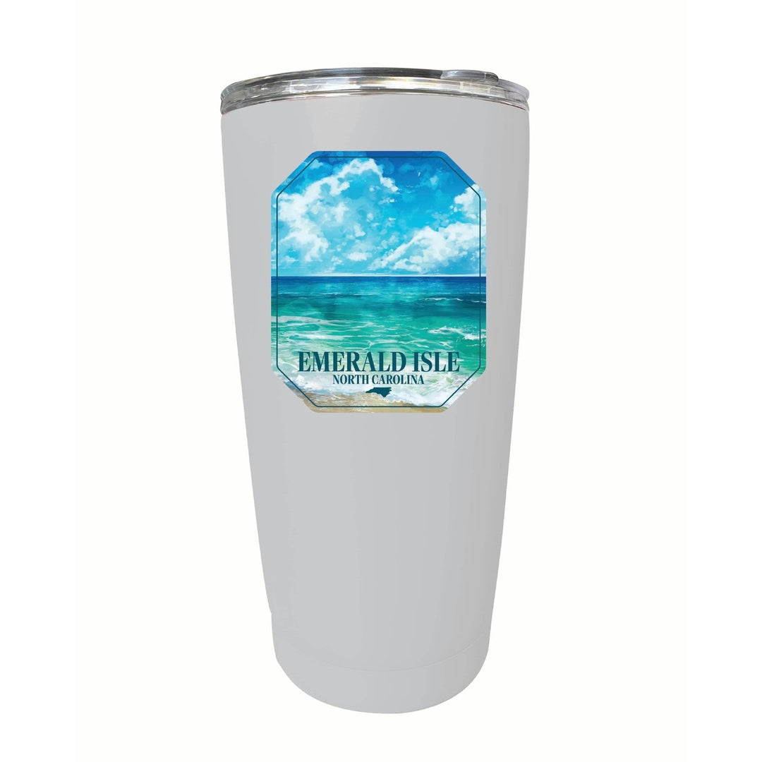 Emerald Isle North Carolina Serene Ocean Design Souvenir 16 oz Stainless Steel Insulated Tumbler Image 1