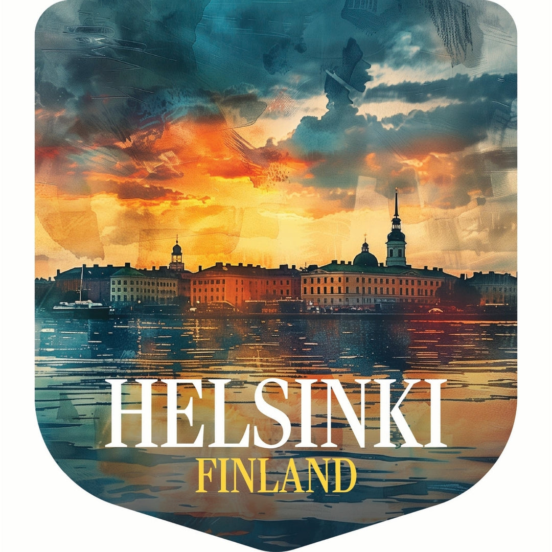 Helsinki Finland Sunset Cityscape Design Souvenir Die Cut Flat Magnet Image 1