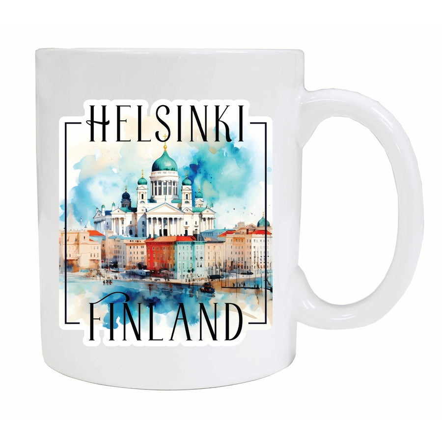 Helsinki Finland Watercolor Helsinki Cathedral Design Souvenir 12 oz Ceramic Coffee Mug Image 1